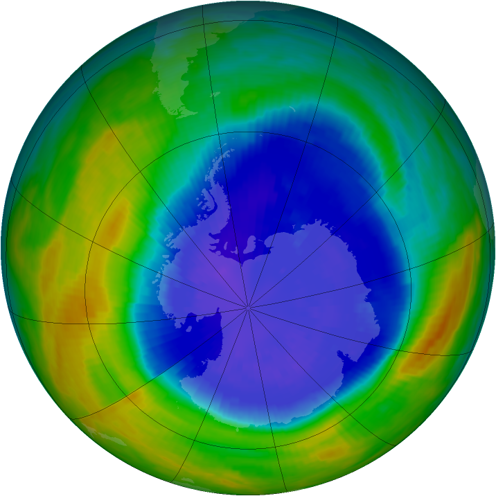 Antarctic ozone map for 18 September 1990